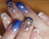 Blue & White Nails