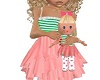 kids pink green doll