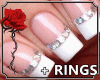 * PinkWhite Nails +Rings