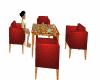  red table and chairs