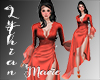 LM Ruffle Gown Rust Red