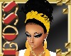 BLK HAIR UPDO/GOLD SCARF