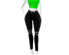 Neon green black pants