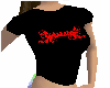 Black tee, red decal