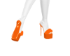 orange shiny heels