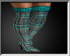 Teal Plaid Theigh Boots