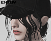 hair black + hat