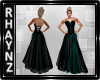 Teal and Blck Satin Gown
