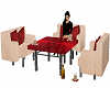  Red dance table & seats