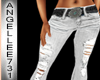 JEANS-WHITE RIP N BELTED