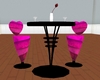Black table,Pink chairs