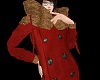 Red Fur Pea Coat