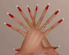 (KUK)red jeweled nails