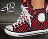 -MB- Shoes Plaid Red