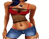 sheer top /shorts red