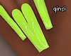 q! neon green nails