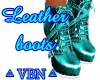 Leather boots turquoise