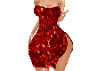 Red Sequin Slit Dress