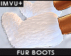 E* White Fur Boots