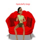 red sofa with kissing po