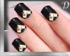 ~D~Black gold Stud Nails