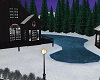 Snowy winter cabin