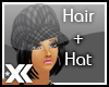 xK* Black hair+ hat