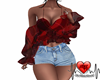 Red/Bk Plaid Ruffle Top