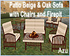 Beige & Oak Sofa Set