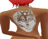 female wolf back tattoo