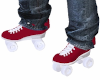 dark red roller skats