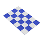 blue checkered rug