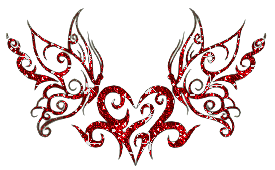 Red heart/butterflies