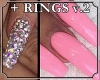 !! Pink Nails + Rings 2