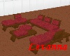 )L( red low couch set