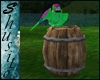 .Parrot in barrel.Green