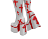 red white cross boots