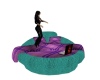 Teal/Purple Round Bed