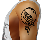 wolf upper L arm tattoo