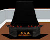 Black stone fireplace