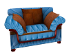 blue leather oak chair