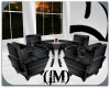 Blk Leather Chair Set