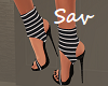 Blk/Wht Striped Sandals