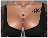 Long Necklace Silver Red