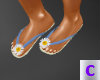 Blue Daisy Flip Flops