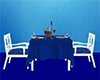 Blue Velvet table for 2