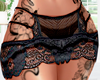 💋Goth Blk Skirt+Tatto