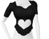 Heart Cut Out Top Black