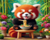 red panda eating Noodle