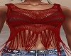 RED LACED FRINGED TOP
